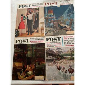 Vintage 1950s Saturday Evening Post Magazine Set Of 4